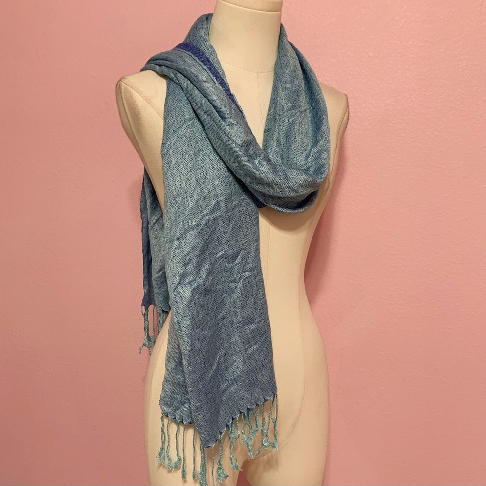 RARE Pashmina (Cashmere) Silk Blue Scarf/Shawl